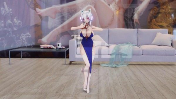 MMD92 旗袍白丝巨乳弱音SECRE