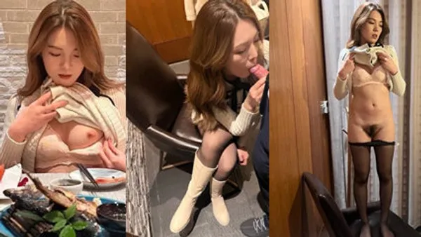 独家泄密高颜值网红反差婊，被金主爸爸调教成了性奴小母狗 奶子粉嫩，饭店口交吃鸡巴。