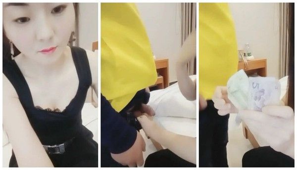 长得像香港演员万倚雯气质美少妇旅馆出轨叫外卖勾搭害羞美团小哥