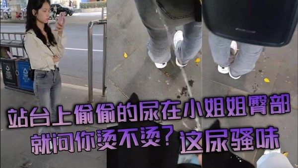 站台上偷偷尿在小姐姐臀部，尿骚味太冲